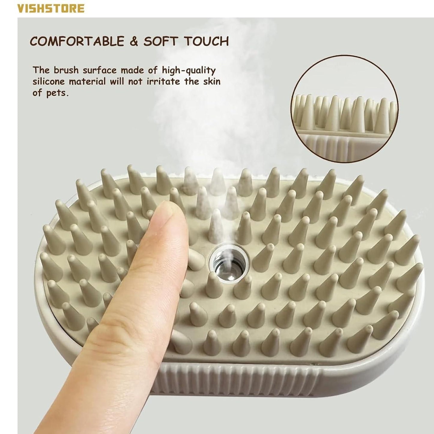 Steam Brush for Dogs and Cats – 3-in-1 Steamy Grooming Brush