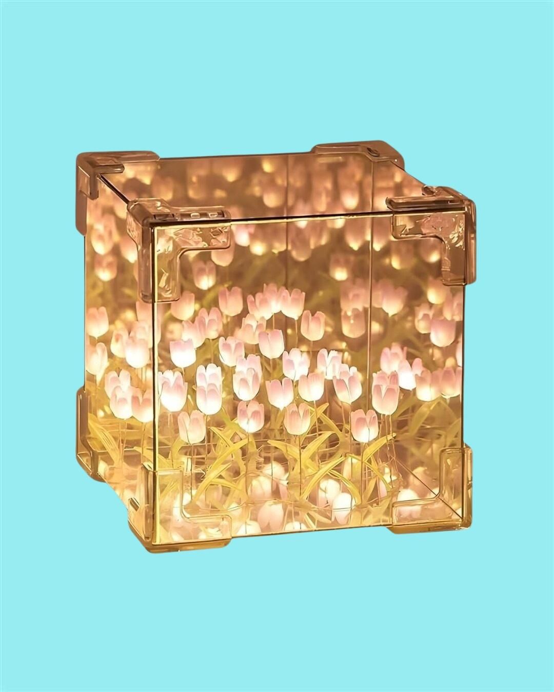 Tulip Cube Mirror Lamp – 3D Illusion Multicolor