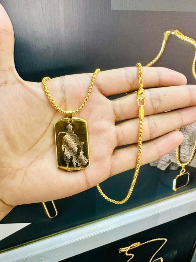 Golden Hanuman Chalisa Pendant with Chain