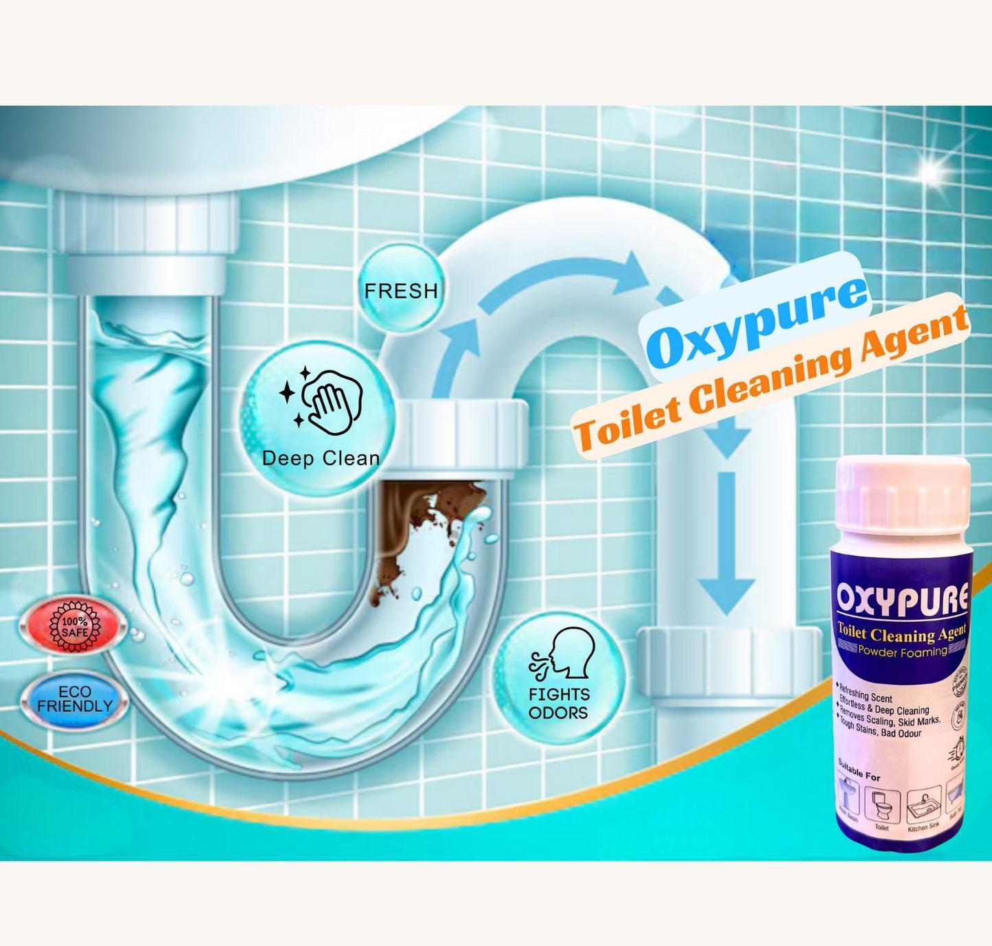 ✨ OxyPure Toilet Cleaning Powder | Deep Clean & Freshness | Pack of 2 ✨