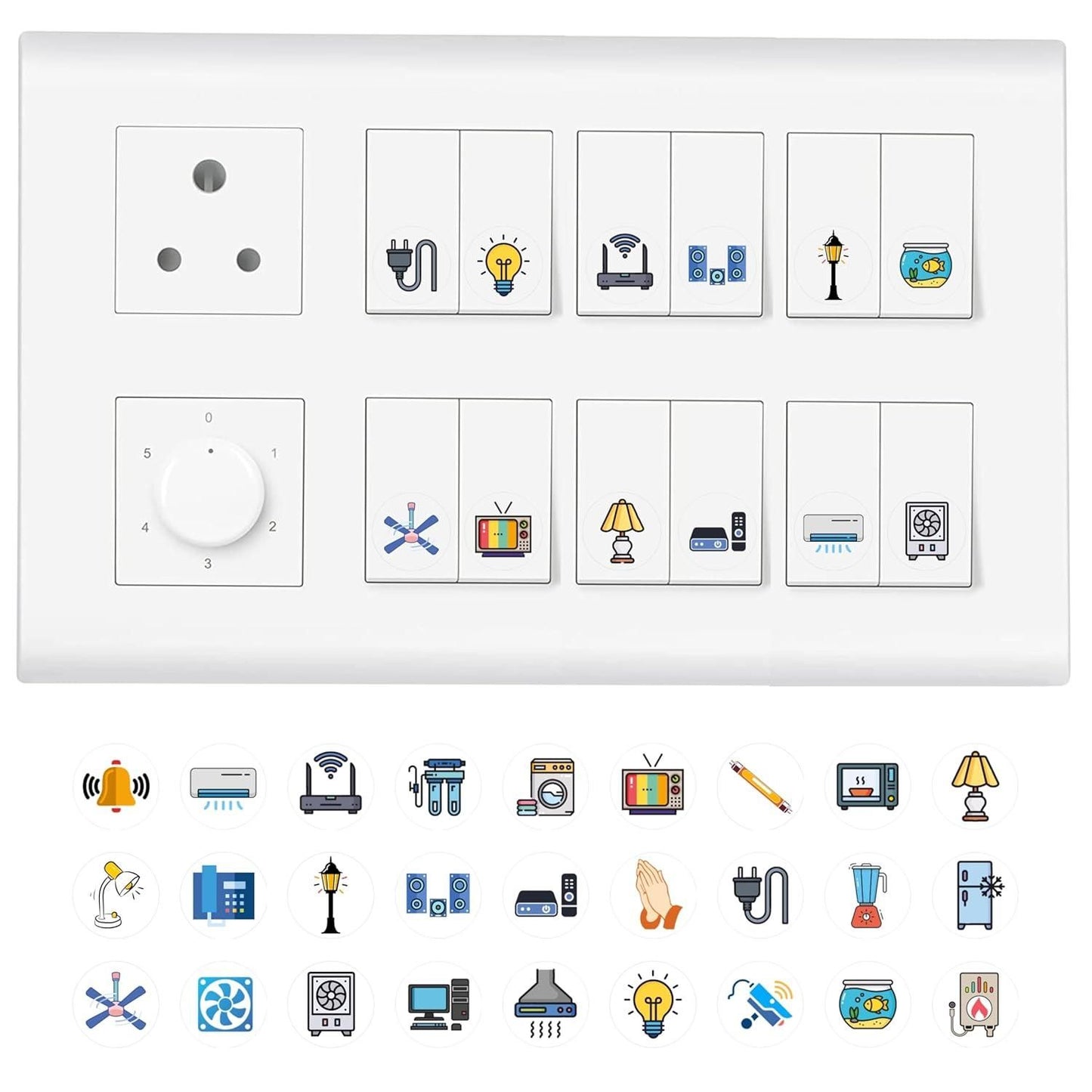 3D Premium Switch Stickers – Assorted Vinyl Labels for Home & Office (Pack of 149)