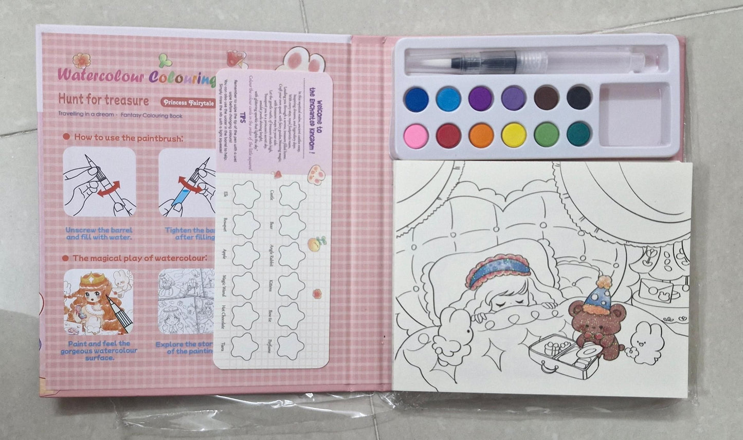 Cartoon Art Coloring Painting Set Kid Watercolor Paper Book