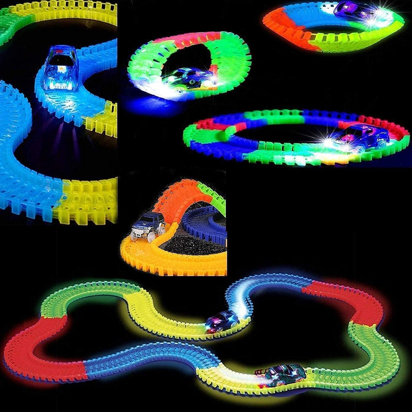 Magic Tracks Flexible Glow-in-the-Dark Racetrack with 3D LED Car