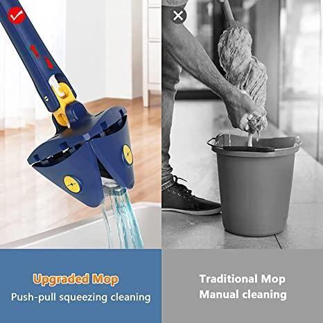 Blue Squeezing Triangle Cleaning Mop – 360° Rotating Dry