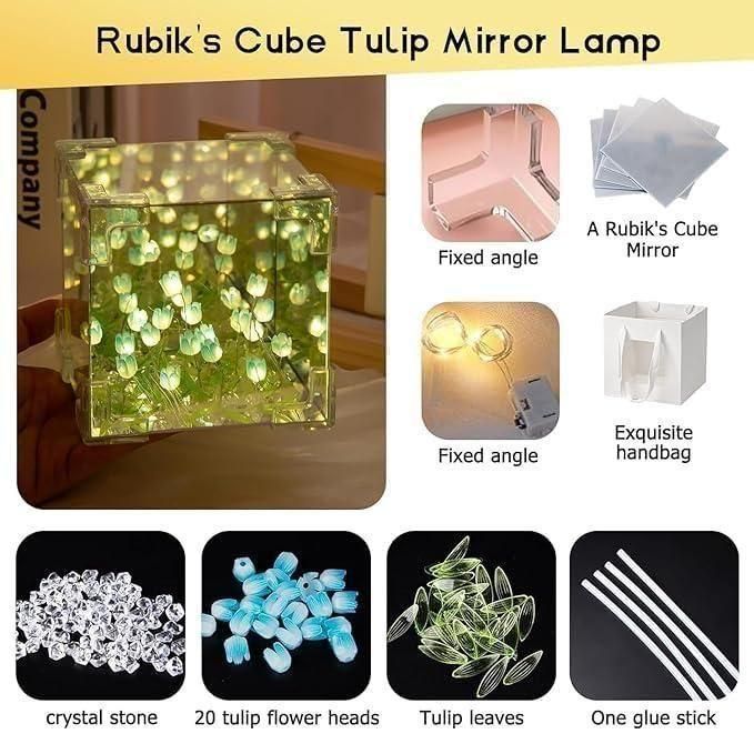 Tulip Cube Mirror Lamp – 3D Illusion Multicolor