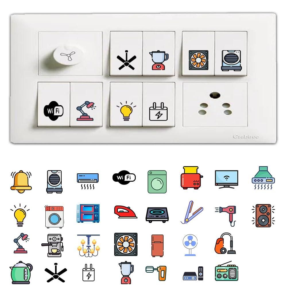 3D Premium Switch Stickers – Assorted Vinyl Labels for Home & Office (Pack of 149)