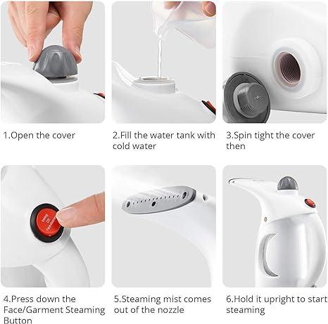 2-in-1 Fast Heat-Up Handheld Garment & Facial Steamer Iron Brush