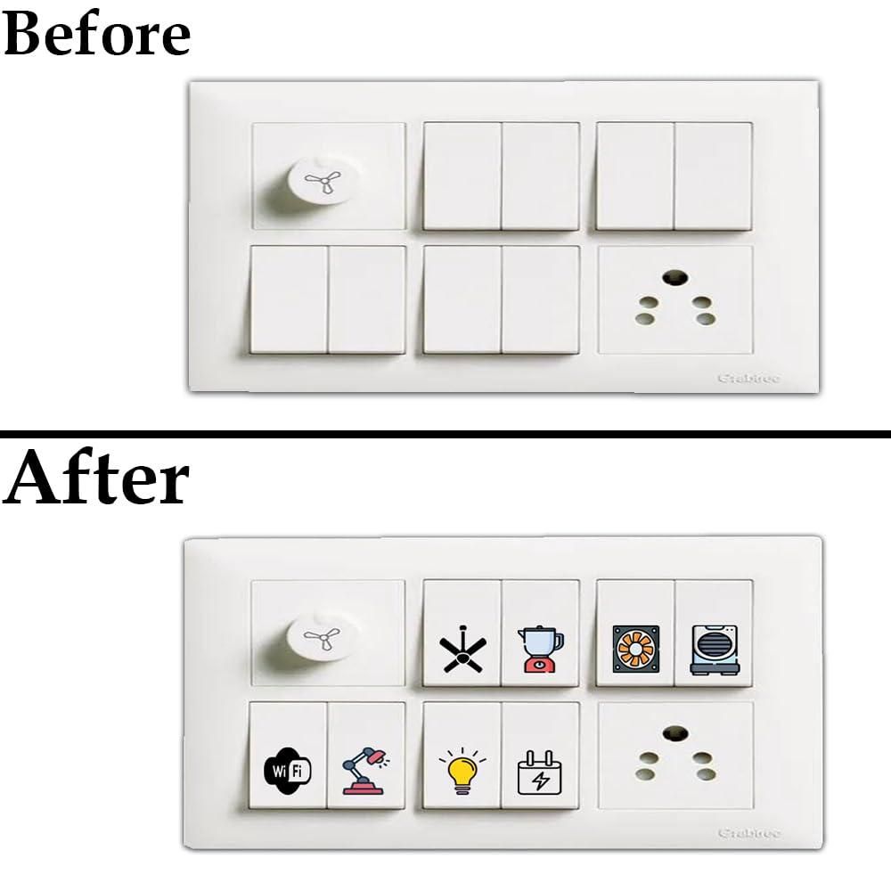 3D Premium Switch Stickers – Assorted Vinyl Labels for Home & Office (Pack of 149)