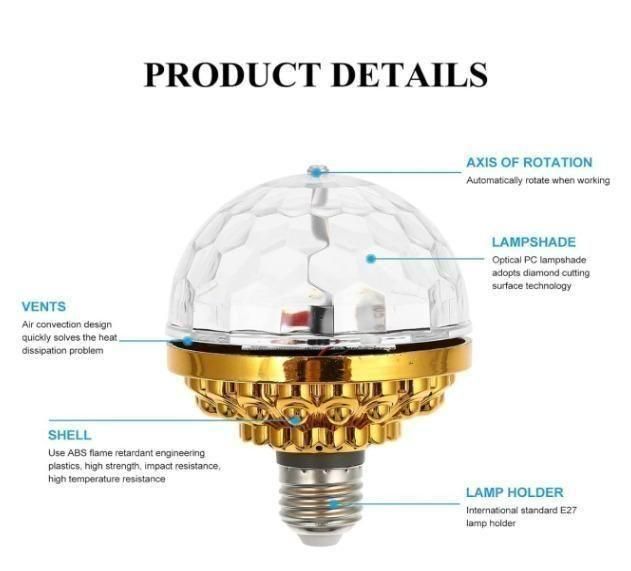 Rotating Magic Disco Ball Light with USB Lamp Holder