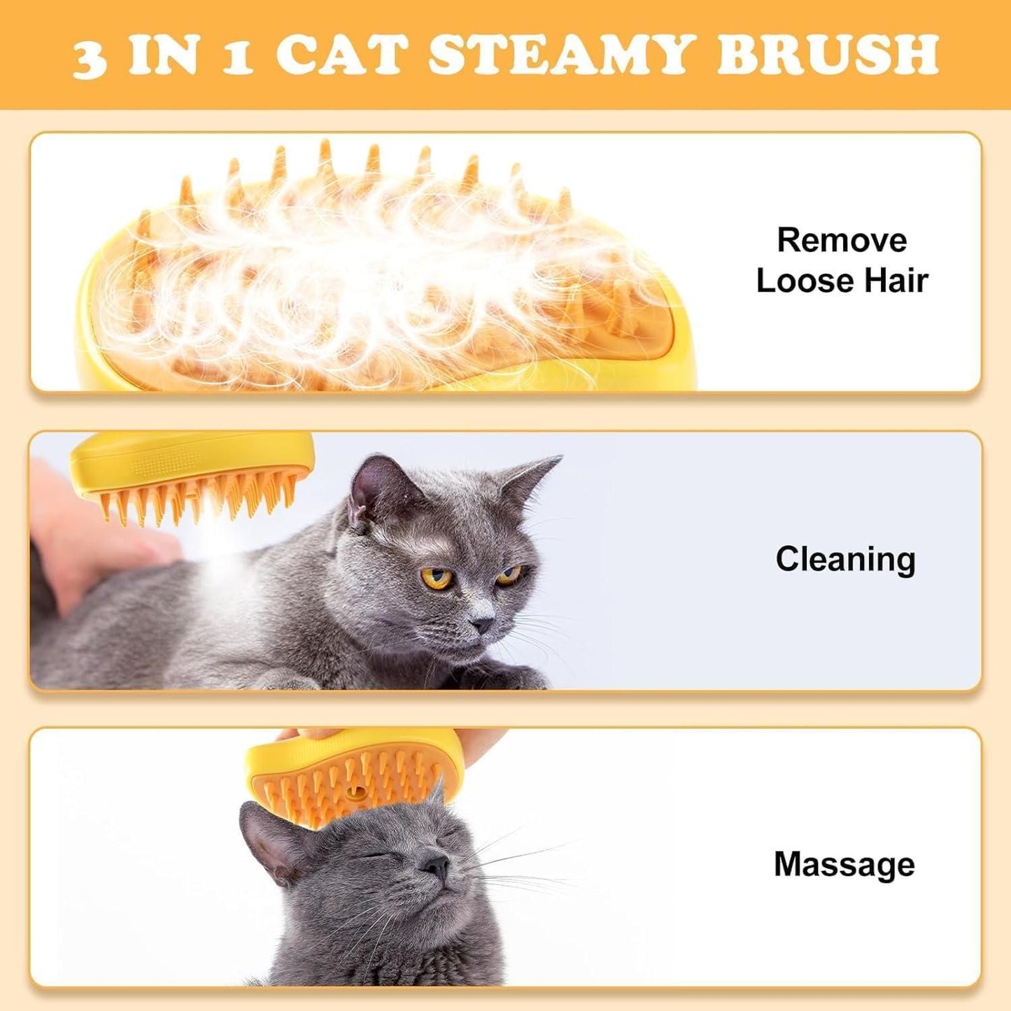 3-in-1 Steaming Pet Hair Brush
