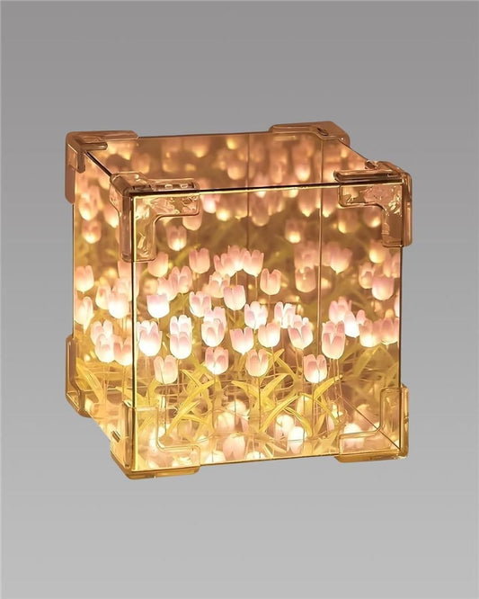 Tulip Cube Mirror Lamp – 3D Illusion Multicolor