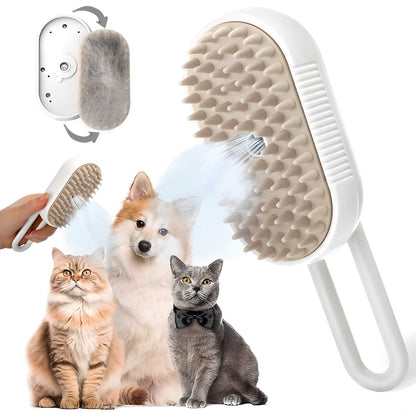 Steam Brush for Dogs and Cats – 3-in-1 Steamy Grooming Brush