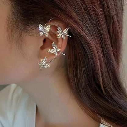 Stylish Silver-Plated Butterfly Ear Crawler Cuff Earrings