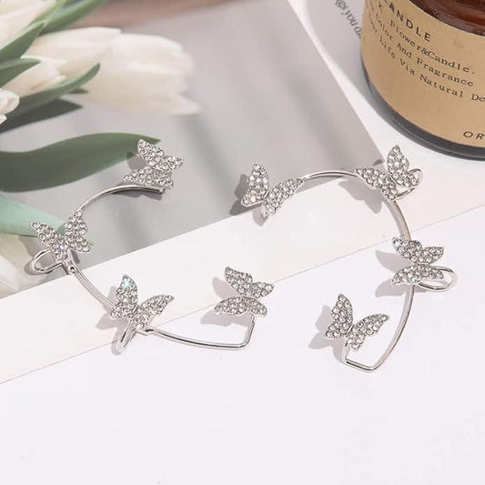 Stylish Silver-Plated Butterfly Ear Crawler Cuff Earrings