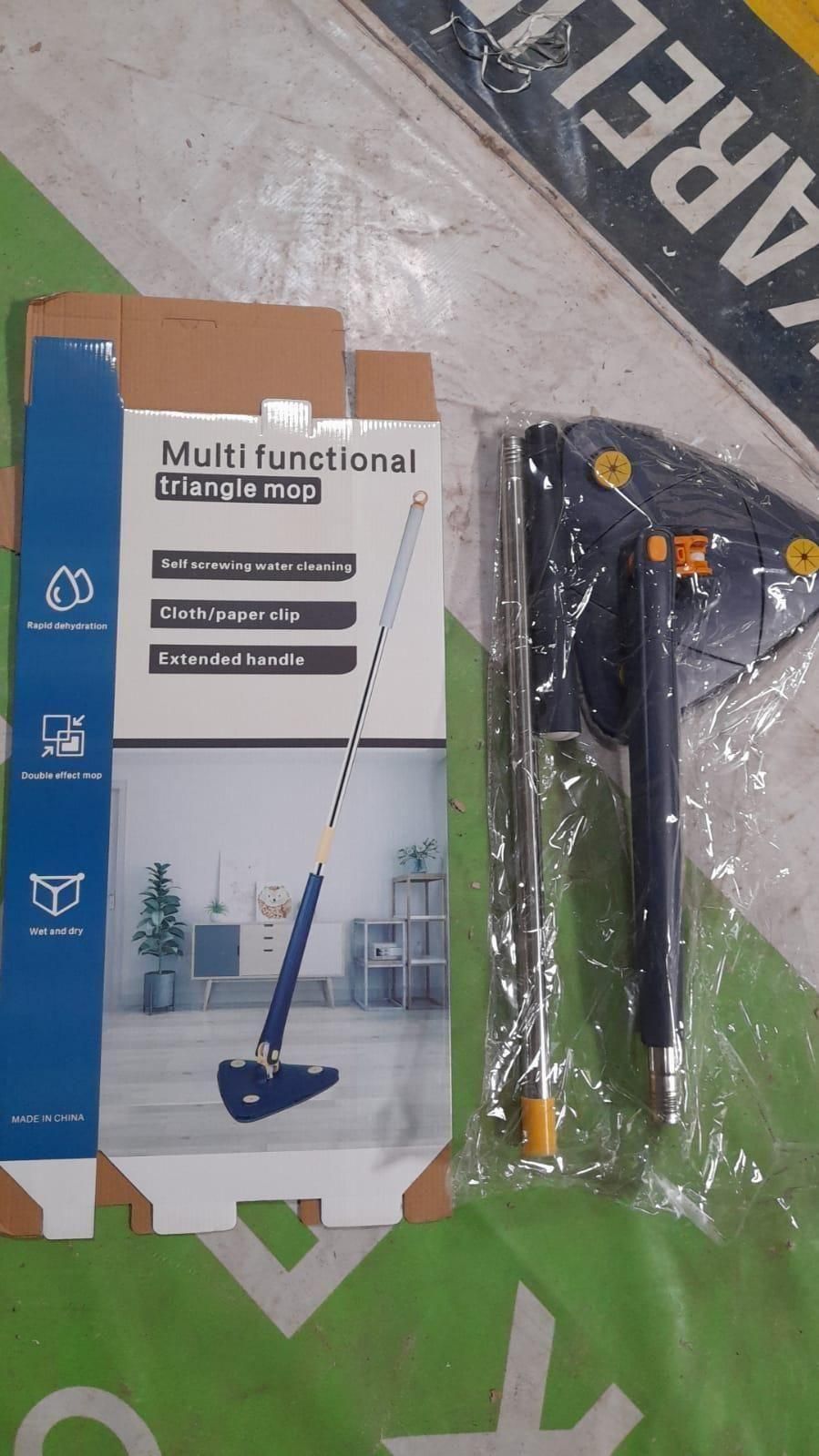 Blue Squeezing Triangle Cleaning Mop – 360° Rotating Dry