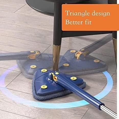 Blue Squeezing Triangle Cleaning Mop – 360° Rotating Dry