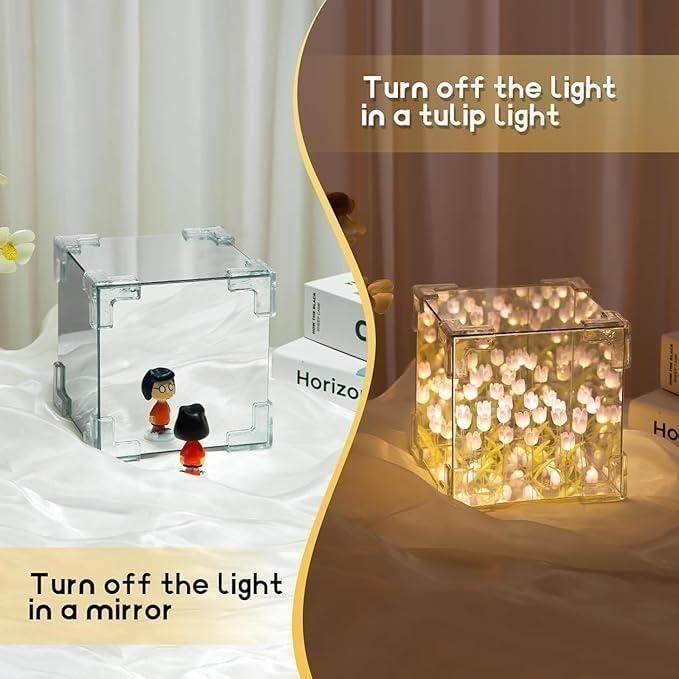 Tulip Cube Mirror Lamp – 3D Illusion Multicolor